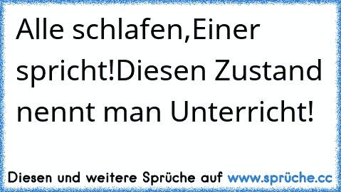 Alle schlafen,Einer spricht!Diesen Zustand nennt man Unterricht!