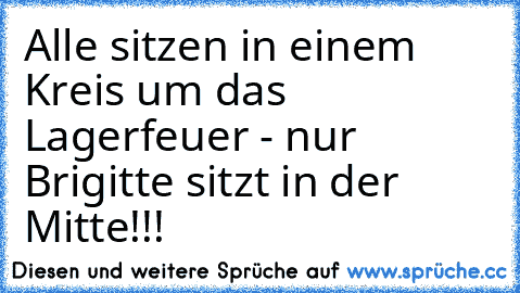 Alle sitzen in einem Kreis um das Lagerfeuer - nur Brigitte sitzt in der Mitte!!!