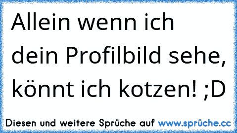 Allein wenn ich dein Profilbild sehe, könnt ich kotzen! ;D