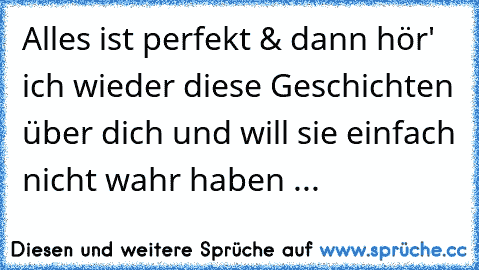 Alles ist perfekt & dann hör' ich wieder diese Geschichten über dich und will sie einfach nicht wahr haben ... ♥