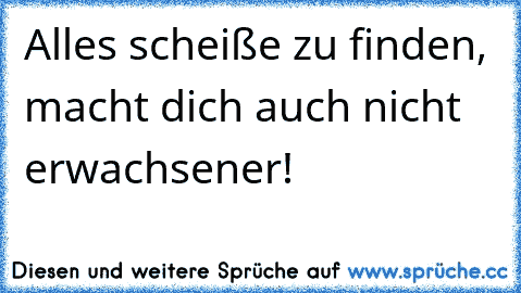 Alles scheiße zu finden, macht dich auch nicht erwachsener!