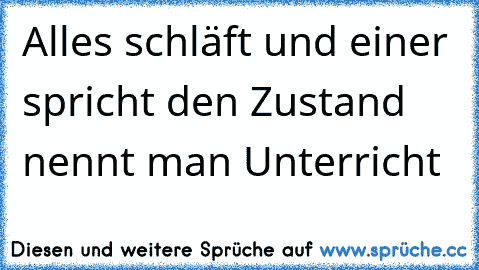 Alles schläft und einer spricht den Zustand nennt man Unterricht