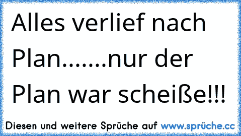 Alles verlief nach Plan.......nur der Plan war scheiße!!!