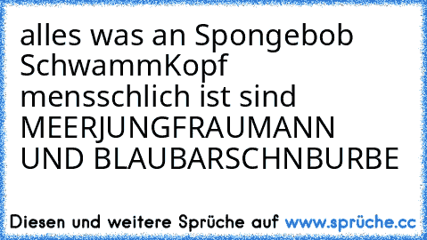 alles was an Spongebob SchwammKopf mensschlich ist sind MEERJUNGFRAUMANN UND BLAUBARSCHNBURBE