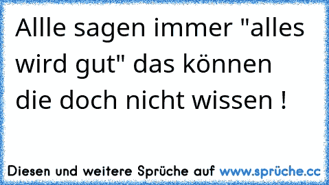 Allle sagen immer "alles wird gut" das können die doch nicht wissen !