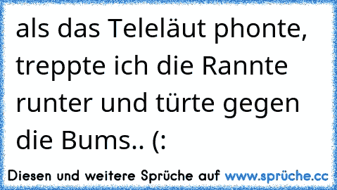 als das Teleläut phonte, treppte ich die Rannte runter und türte gegen die Bums.. (: