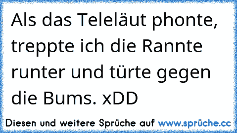 Als das Teleläut phonte, treppte ich die Rannte runter und türte gegen die Bums. xDD