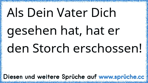 Als Dein Vater Dich gesehen hat, hat er den Storch erschossen!