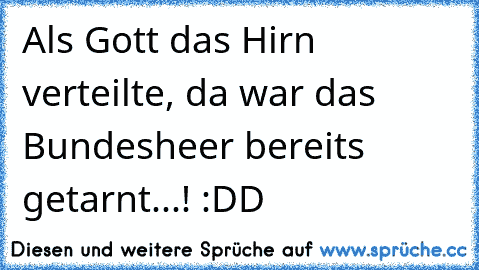 Als Gott das Hirn verteilte, da war das Bundesheer bereits getarnt...! :DD