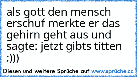 als gott den mensch erschuf merkte er das gehirn geht aus und sagte: jetzt gibts titten :)))