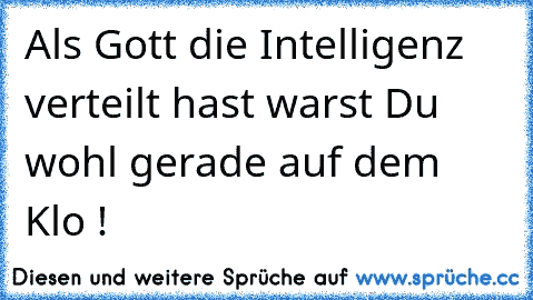 Als Gott die Intelligenz verteilt hast warst Du wohl gerade auf dem Klo !