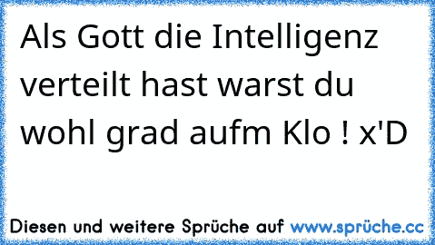 Als Gott die Intelligenz verteilt hast warst du wohl grad aufm Klo ! x'D