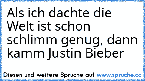 Als ich dachte die Welt ist schon schlimm genug, dann kamm Justin Bieber