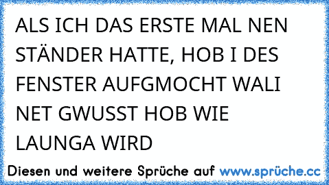 ALS ICH DAS ERSTE MAL NEN STÄNDER HATTE, HOB I DES FENSTER AUFGMOCHT WALI NET GWUSST HOB WIE LAUNGA WIRD