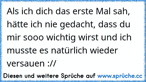 Als ich dich das erste Mal sah, hätte ich nie gedacht, dass du mir sooo wichtig wirst und ich musste es natürlich wieder versauen ://♥