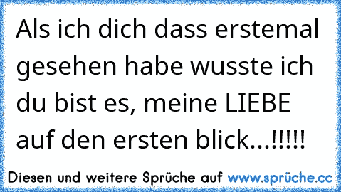 Als ich dich dass erstemal gesehen habe wusste ich du bist es, meine LIEBE auf den ersten blick...!!!!!