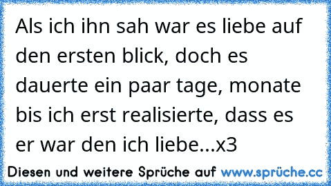 Als ich ihn sah war es liebe auf den ersten blick, doch es dauerte ein paar tage, monate bis ich erst realisierte, dass es er war den ich liebe...x3