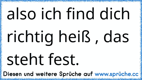 also ich find dich richtig heiß , das steht fest.