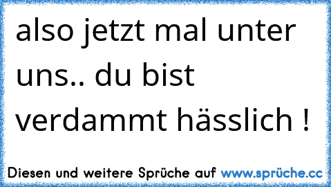 also jetzt mal unter uns.. du bist verdammt hässlich !