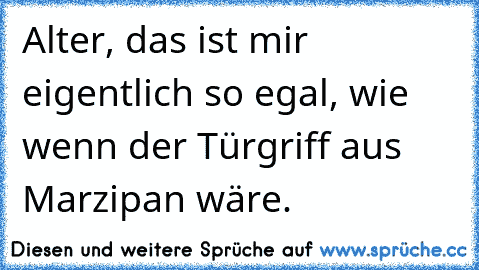 Alter, das ist mir eigentlich so egal, wie wenn der Türgriff aus Marzipan wäre.