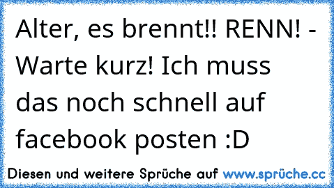 Alter, es brennt!! RENN! - Warte kurz! Ich muss das noch schnell auf facebook posten :D ♥