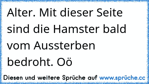 Alter. Mit dieser Seite sind die Hamster bald vom Aussterben bedroht. Oö