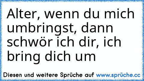 Alter, wenn du mich umbringst, dann schwör ich dir, ich bring dich um