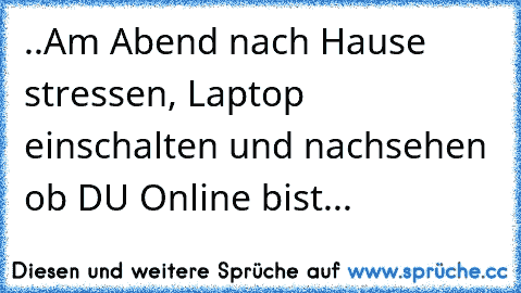 ..Am Abend nach Hause stressen, Laptop einschalten und nachsehen ob DU Online bist... 