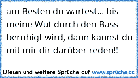 am Besten du wartest... bis meine Wut durch den Bass beruhigt wird, dann kannst du mit mir dir darüber reden!!