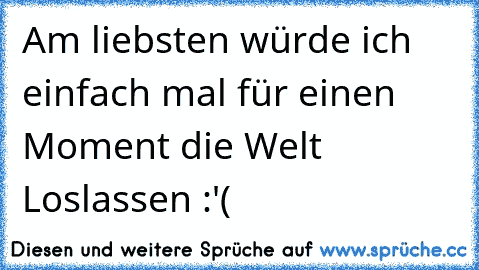 Am liebsten würde ich einfach mal für einen Moment die Welt Loslassen :'(