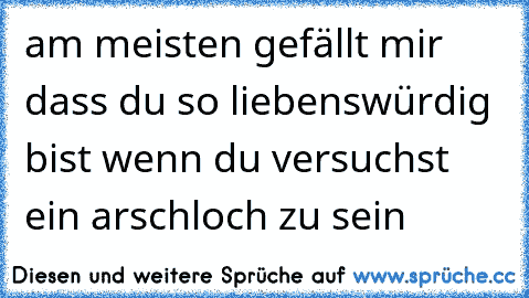 am meisten gefällt mir dass du so liebenswürdig bist wenn du versuchst ein arschloch zu sein