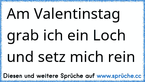 Am Valentinstag grab ich ein Loch und setz mich rein