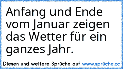 Anfang und Ende vom Januar zeigen das Wetter für ein ganzes Jahr.