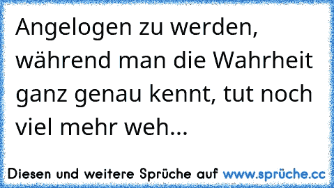 Angelogen zu werden, während man die Wahrheit ganz genau kennt, tut noch viel mehr weh...