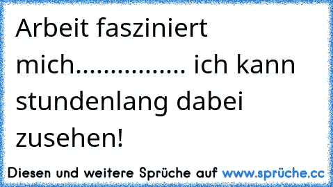 Arbeit fasziniert mich................ ich kann stundenlang dabei zusehen!