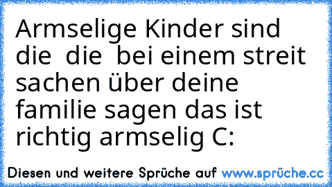 Armselige Kinder sind die  die  bei einem streit sachen über deine familie sagen das ist richtig armselig C: