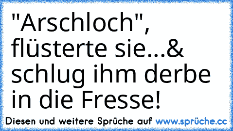 "Arschloch", flüsterte sie...& schlug ihm derbe in die Fresse!