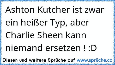 Ashton Kutcher ist zwar ein heißer Typ, aber Charlie Sheen kann niemand ersetzen ! :D