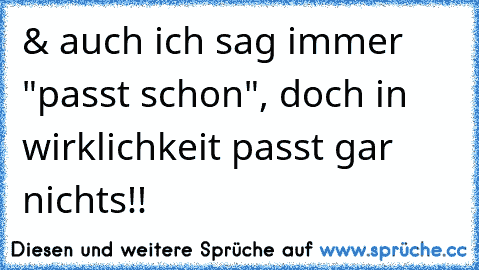 & auch ich sag immer "passt schon", doch in wirklichkeit passt gar nichts!!