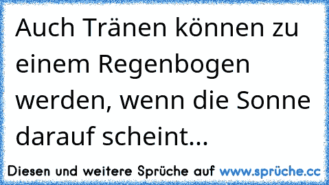 Auch Tränen können zu einem Regenbogen werden, wenn die Sonne darauf scheint...  ☀