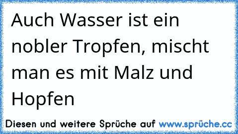 Auch Wasser ist ein nobler Tropfen, mischt man es mit Malz und Hopfen ♥