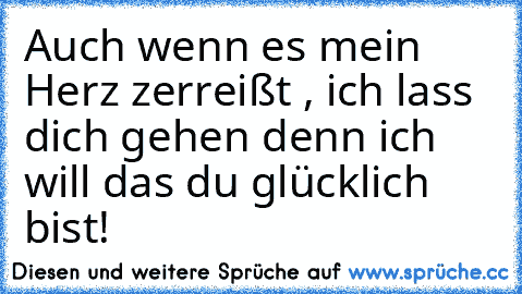 Auch wenn es mein Herz zerreißt , ich lass dich gehen denn ich will das du glücklich bist!