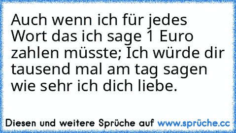 Auch wenn ich für jedes Wort das ich sage 1 Euro zahlen müsste; Ich würde dir tausend mal am tag sagen wie sehr ich dich liebe. ♥