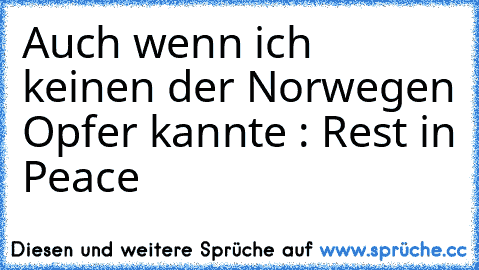 Auch wenn ich keinen der Norwegen Opfer kannte : Rest in Peace ♥