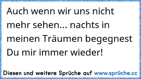 Auch wenn wir uns nicht mehr sehen... nachts in meinen Träumen begegnest Du mir immer wieder!