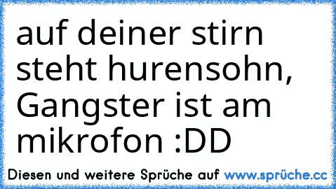 auf deiner stirn steht hurensohn, Gangster ist am mikrofon :DD