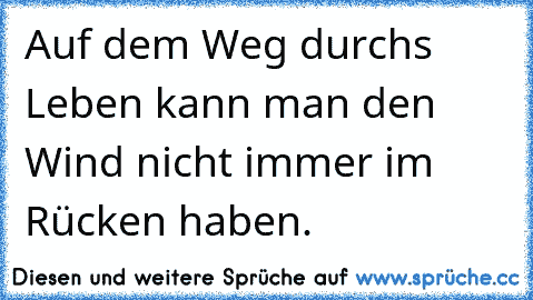 Auf dem Weg durchs Leben kann man den Wind nicht immer im Rücken haben.