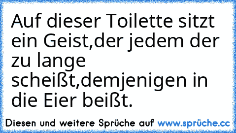 Auf dieser Toilette sitzt ein Geist,
der jedem der zu lange scheißt,
demjenigen in die Eier beißt.