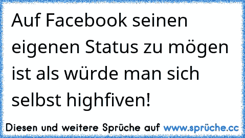 Auf Facebook seinen eigenen Status zu mögen ist als würde man sich selbst highfiven!