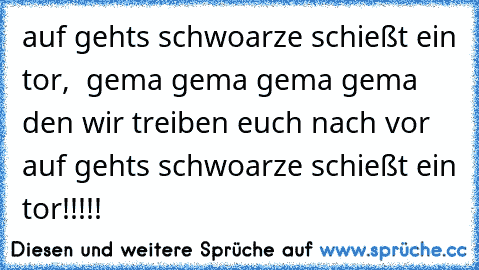 auf gehts schwoarze schießt ein tor,  gema gema gema gema  den wir treiben euch nach vor auf gehts schwoarze schießt ein tor!!!!!